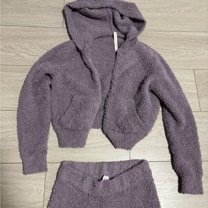 Cozy Purple Fuzzy Hoodie and Pant Set